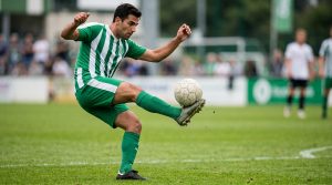 Player cushioning a dropping ball on the inside of the foot